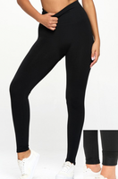 High Waisted Tummy Control Fleece Lined Leggings - Black
